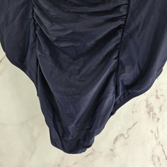 J Crew Swim 22 3X Blue One Piece Square Neck Ruched Bikini Coverage - Picture 8 of 14